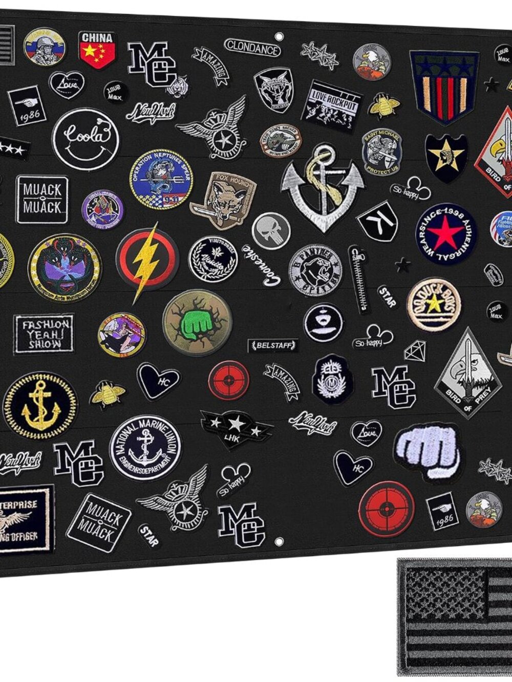 Tactical Board Patch Organizer Holder Display with Loop Surface, Steel Ring and